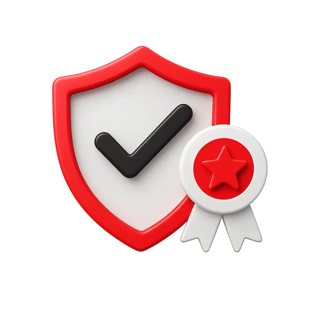 Escudo de excelencia y sello de certificacion.