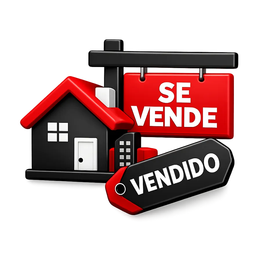 Icon: Casa con letrero "Se vende" y vendido.